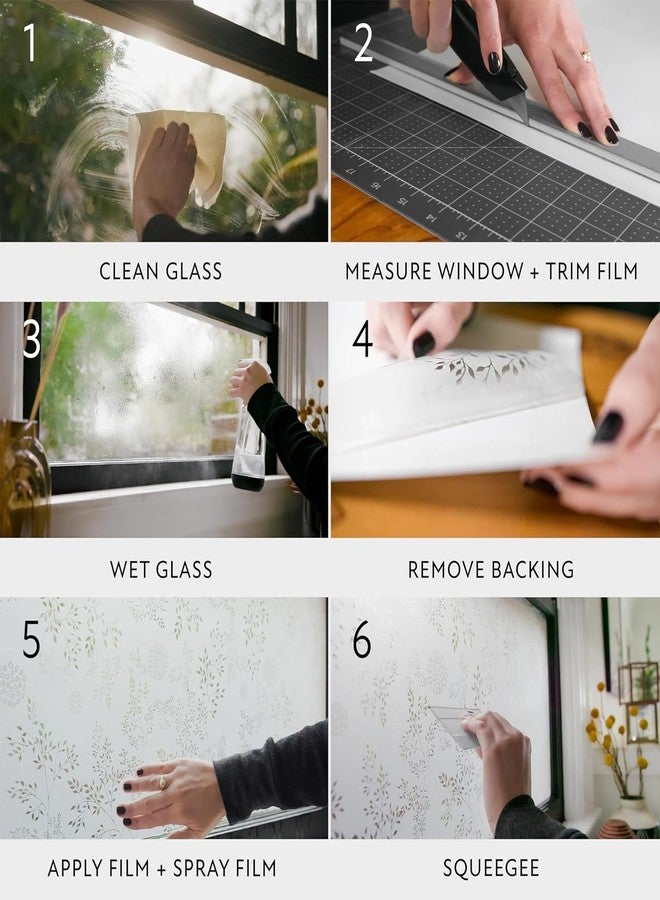 MUNIKESH CREATION Window Privacy Film Frosted Glass Window Film Sun Blocking Window Tinting Film for Home, Clings Removable Frosting Bathroom Door - Lily (16x144 Inch) - Image 5